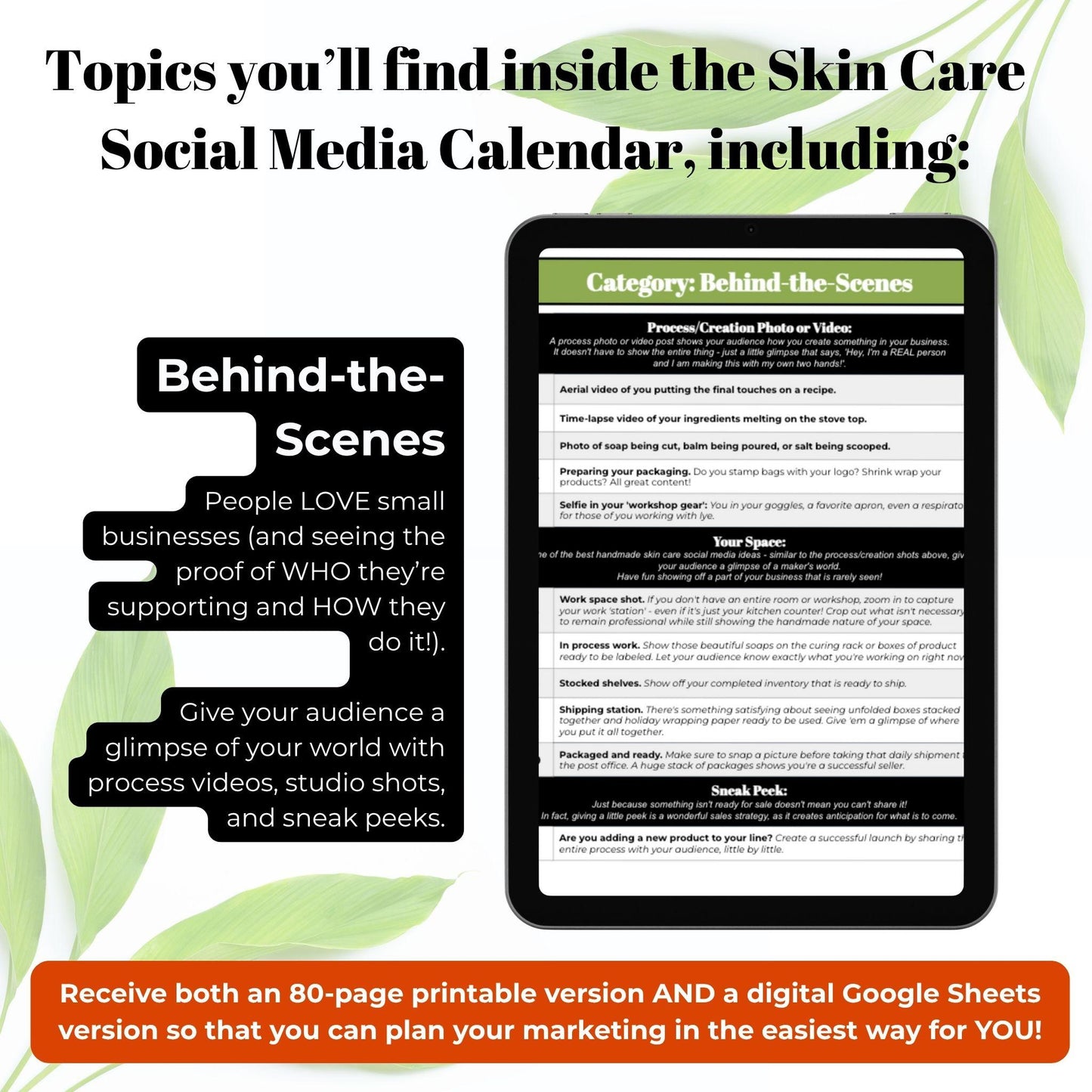 Skincare Business Social Media Calendar (Google Sheets + PDF)
