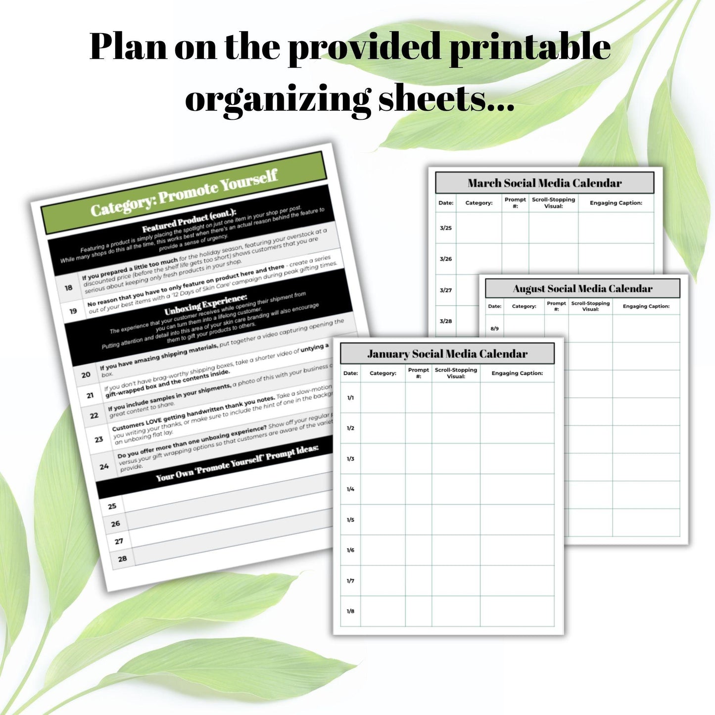 Skincare Business Social Media Calendar (Google Sheets + PDF)
