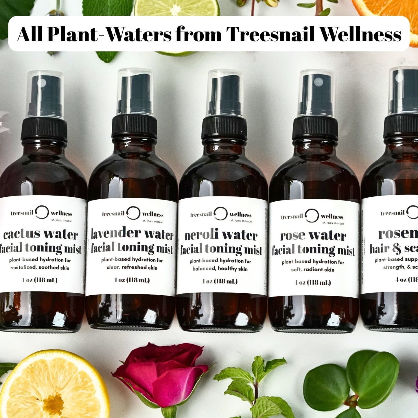 Treesnail Wellness carries a variety of flower waters and plant waters for all skin types.