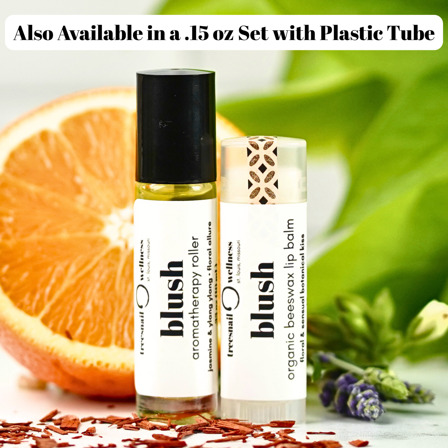 This romantic aromatherapy set is also available in a .15 oz lip balm version.