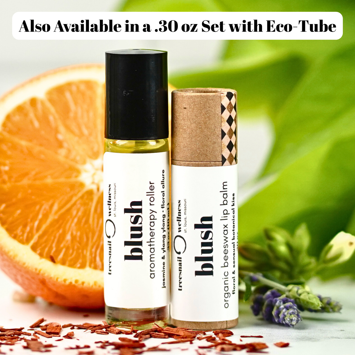 This romantic aromatherapy set is also available in a larger .30 oz lip balm version.