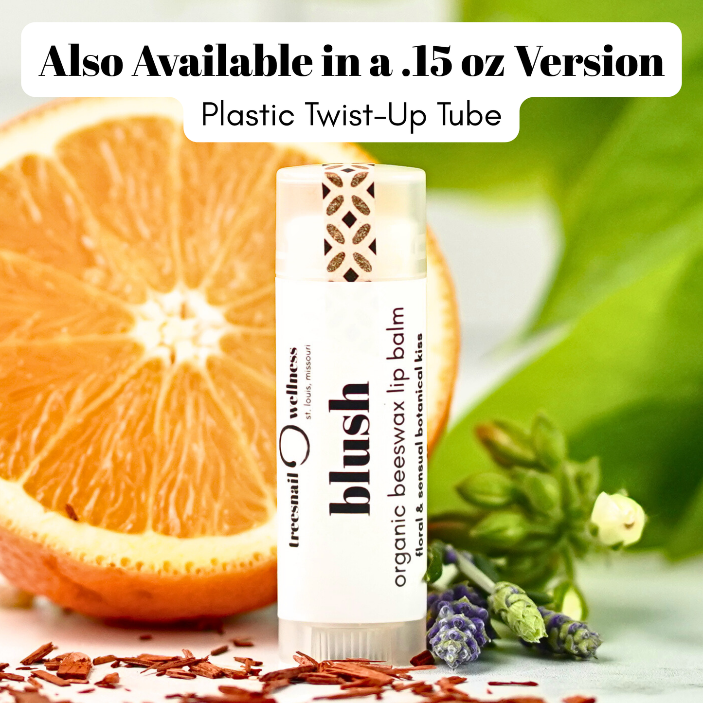 Blush natural lip balm .15 oz—ylang ylang, jasmine & sandalwood, small-batch classic twist-up