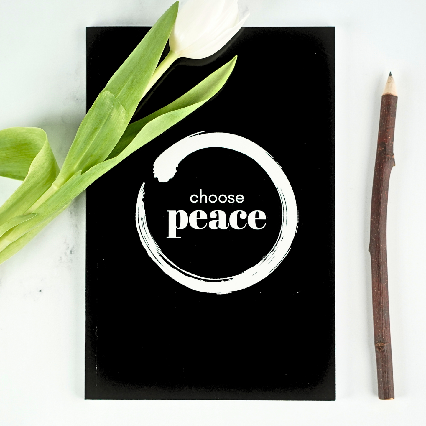 The Choose Peace Affirmation Notebook by Treesnail Wellness.