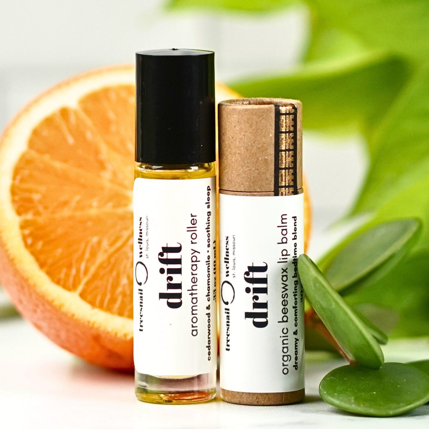 Drift Aromatherapy Gift Set with Essential Oil Roller and Organic Lip Balm (a bedtime blend)