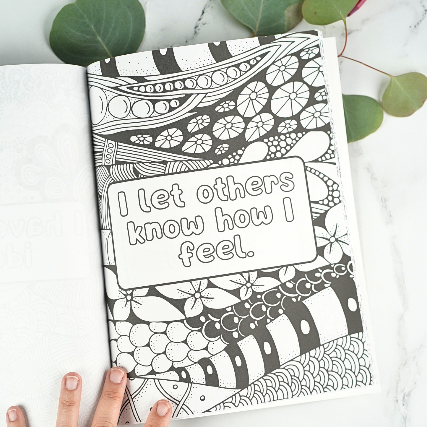 Kids Affirmation Coloring Book Example, "I let others know how I feel."