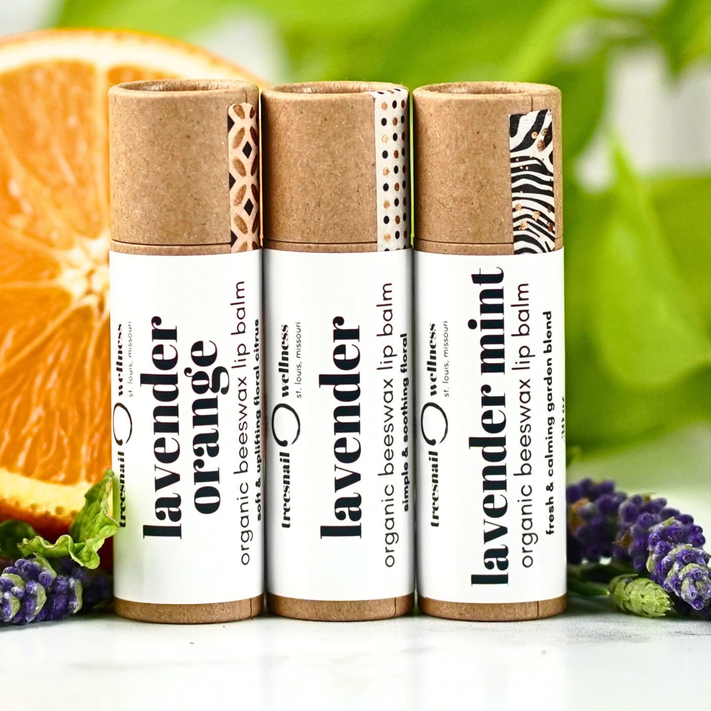 Organic Lavender Lip Balm Trio with .30 oz eco-friendly tubes