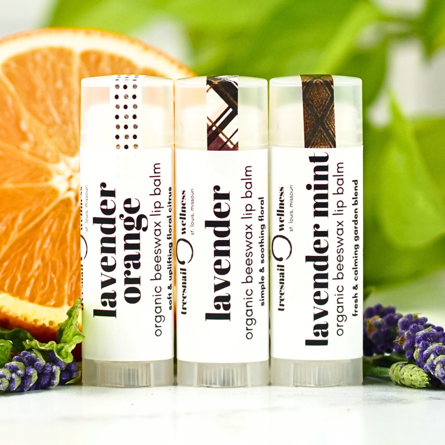 Organic Lip Balm Trio Gift Set in the .15 oz plastic tube version