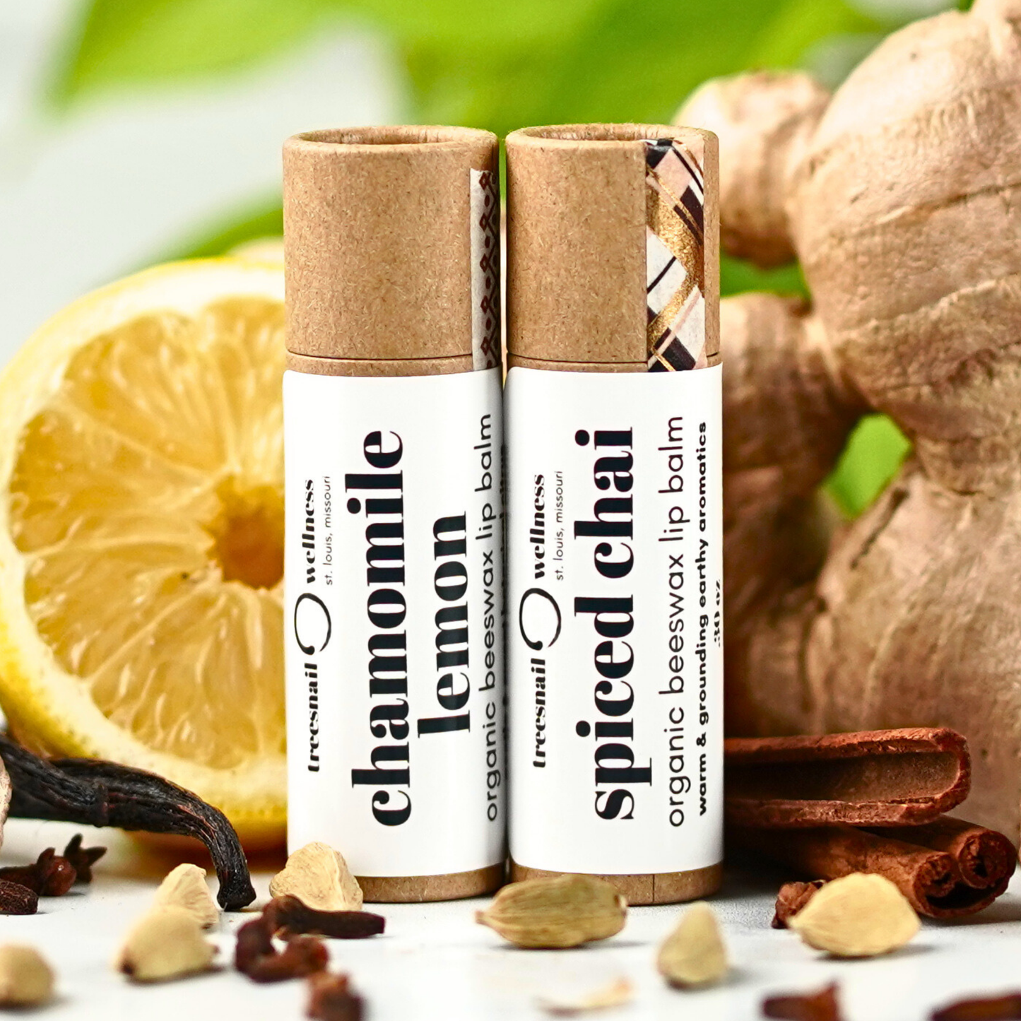 Organic Tea-Inspired Lip Balm Duo Gift Set in the .30 oz paperboard tube version