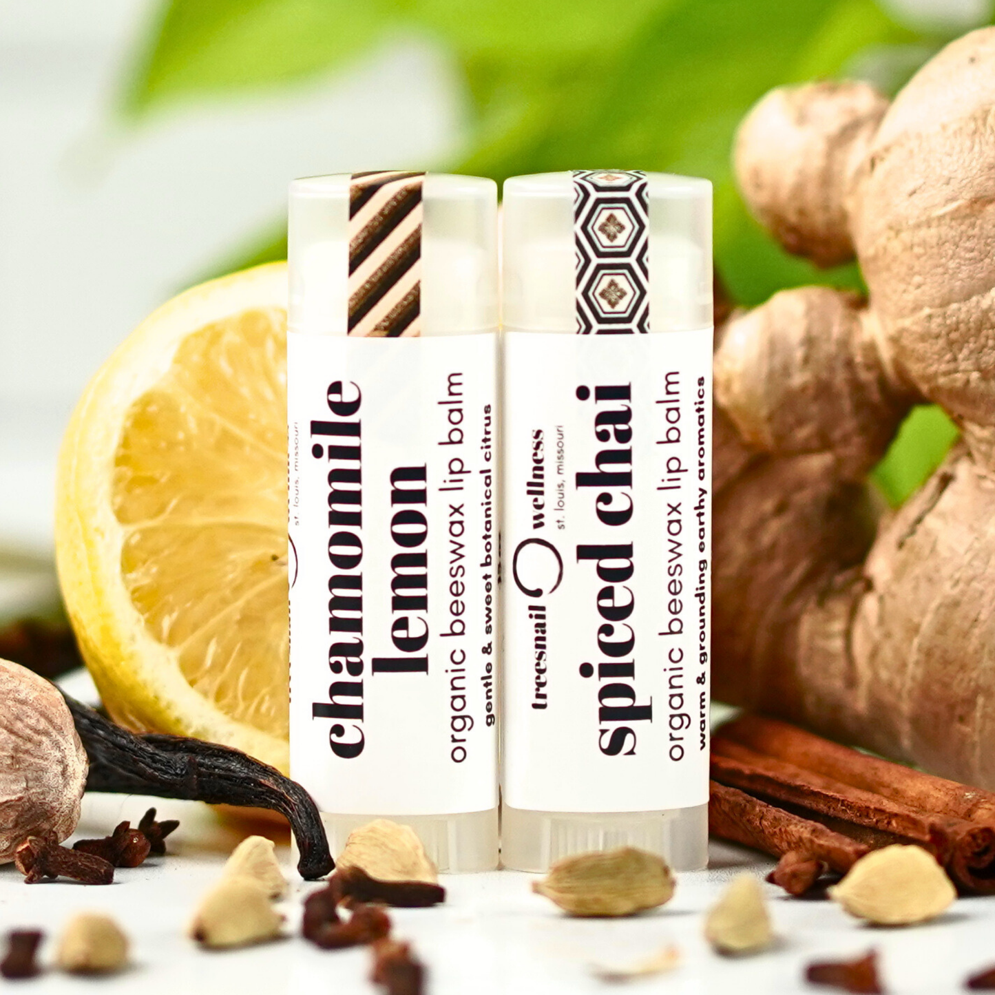 Organic Tea-Inspired Lip Balm Duo Gift Set in the .15 oz plastic tube version