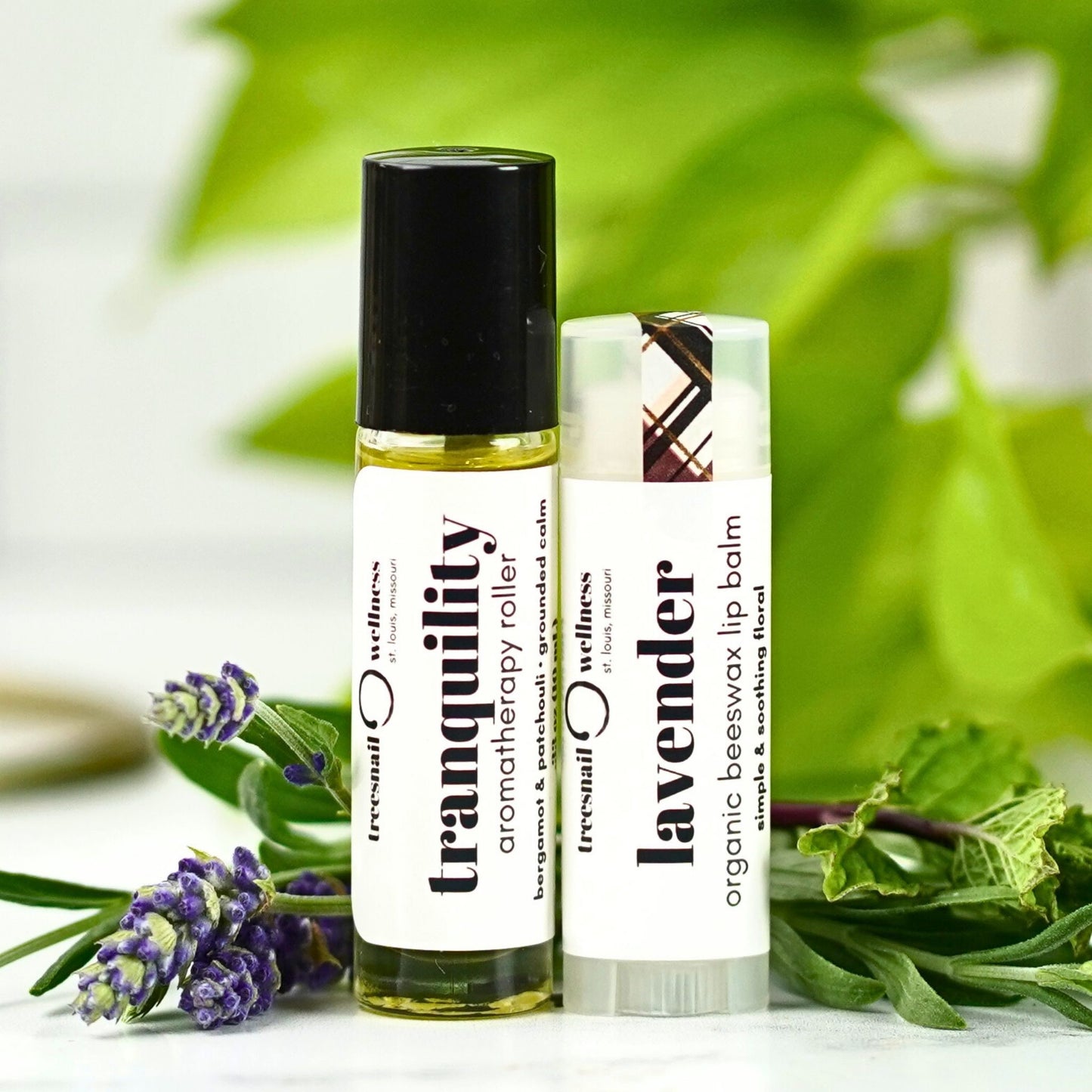 Mix and Match Aromatherapy Roller and .15 oz Lip Balm by Treesnail Wellness