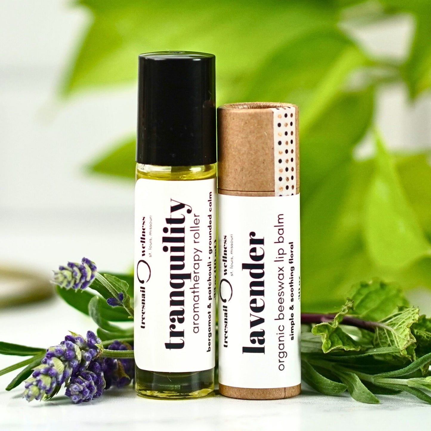 Mix and Match Aromatherapy Roller and .30 oz Lip Balm by Treesnail Wellness