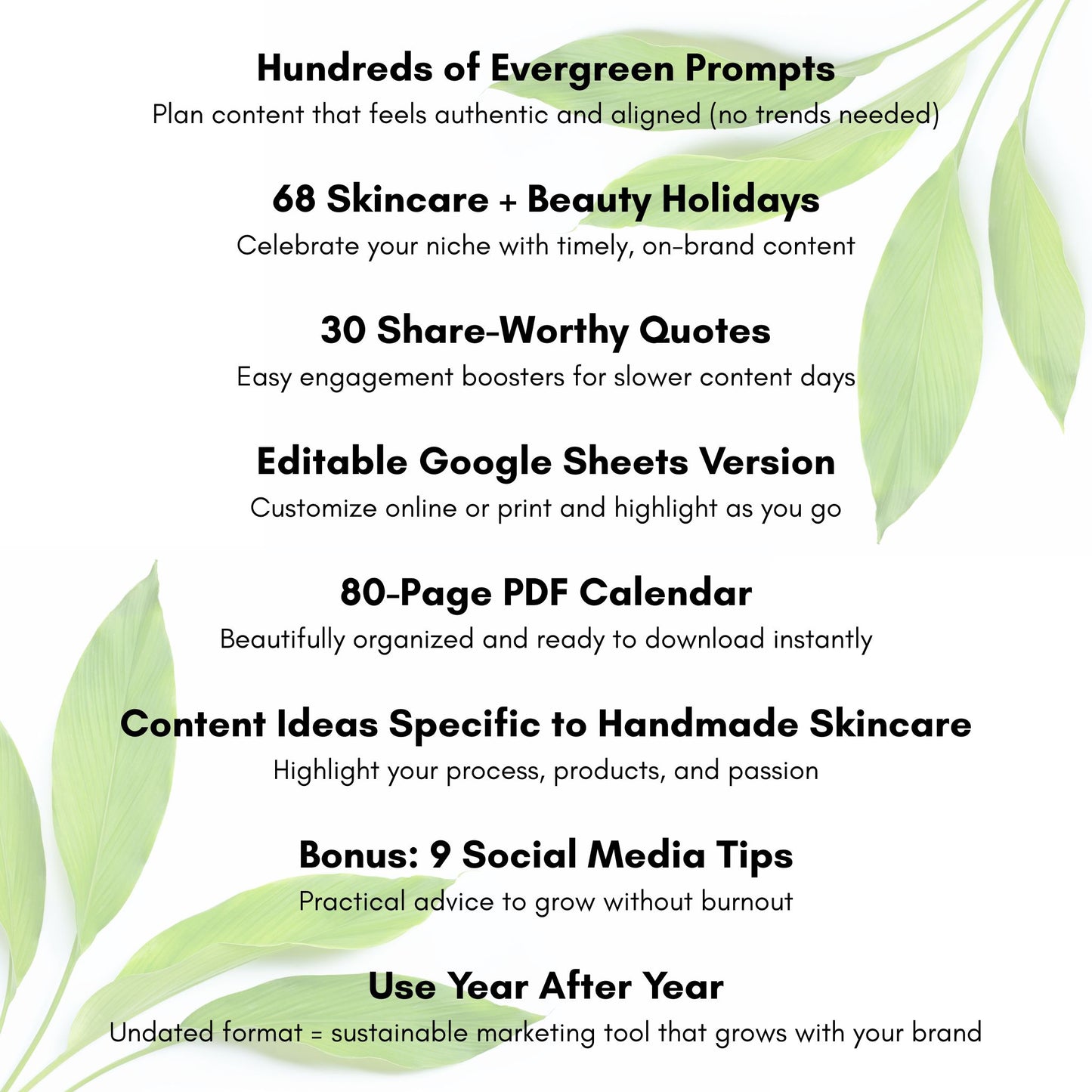 Skincare Business Social Media Calendar (Google Sheets + PDF)