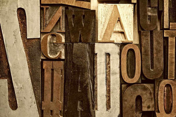 letter blocks for an old printer in a variety of fonts and sizes