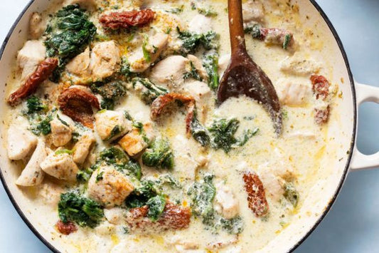 Chicken and spinach in a garlic buttermilk sauce