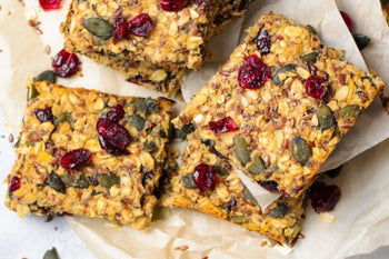 bars with seeds, nuts, cranberries, and peanut butter