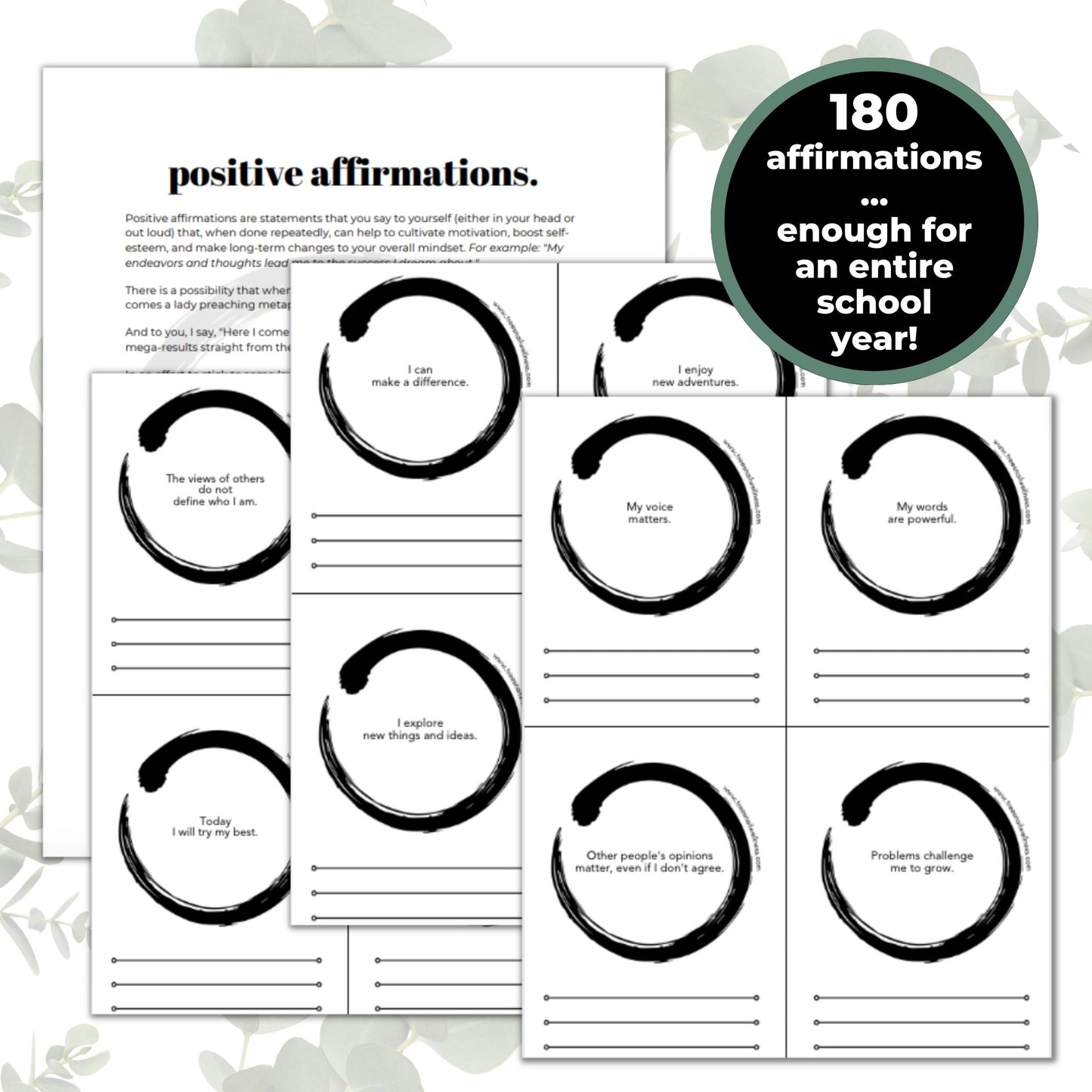 Affirmation Backpack Cards for Preteens and Teens • 180 Printable Notes (50 Page PDF Download)