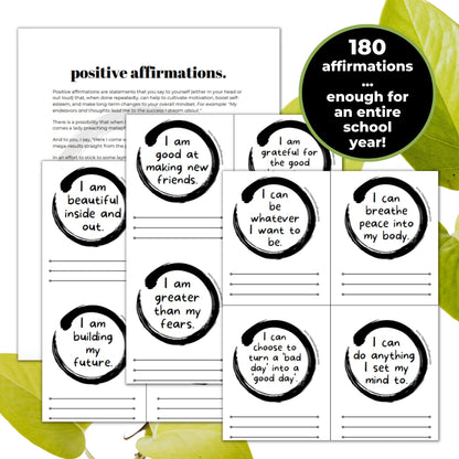 Affirmation Lunchbox Notes for Kids Ages 5-11 (Printable PDF)