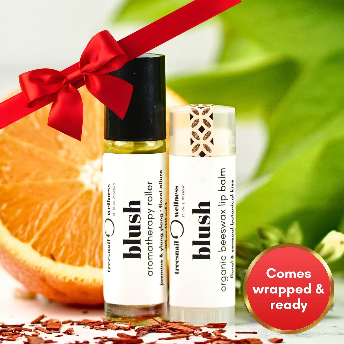 Blush Aromatherapy Roller + Organic Lip Balm (.15 oz) • Sensual Gift Set