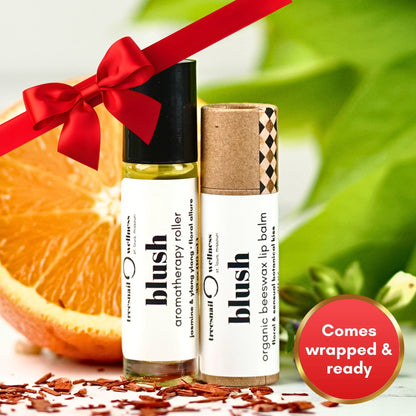 Blush Aromatherapy Roller + Organic Lip Balm (.30 oz) • Sensual Gift Set