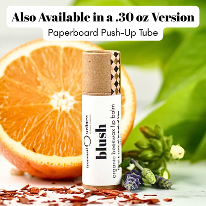 Blush eco-tube lip balm .30 oz—ylang ylang, jasmine & sandalwood, plastic-free push-up