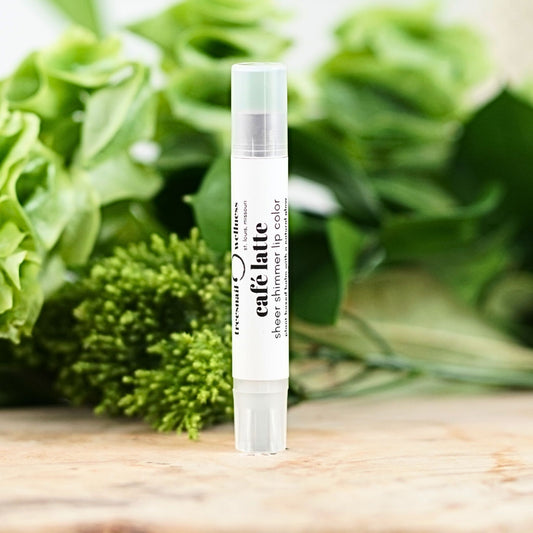 Café Latte Lip Shimmer • Sheer Nude Gold Botanical Lip Balm (.07 oz)