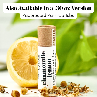 Chamomile Lemon eco-tube lip balm .30 oz plastic-free push-up—German chamomile + lemon, small-batch