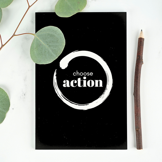 'Choose Action' Affirmation Notebook (White or Black)