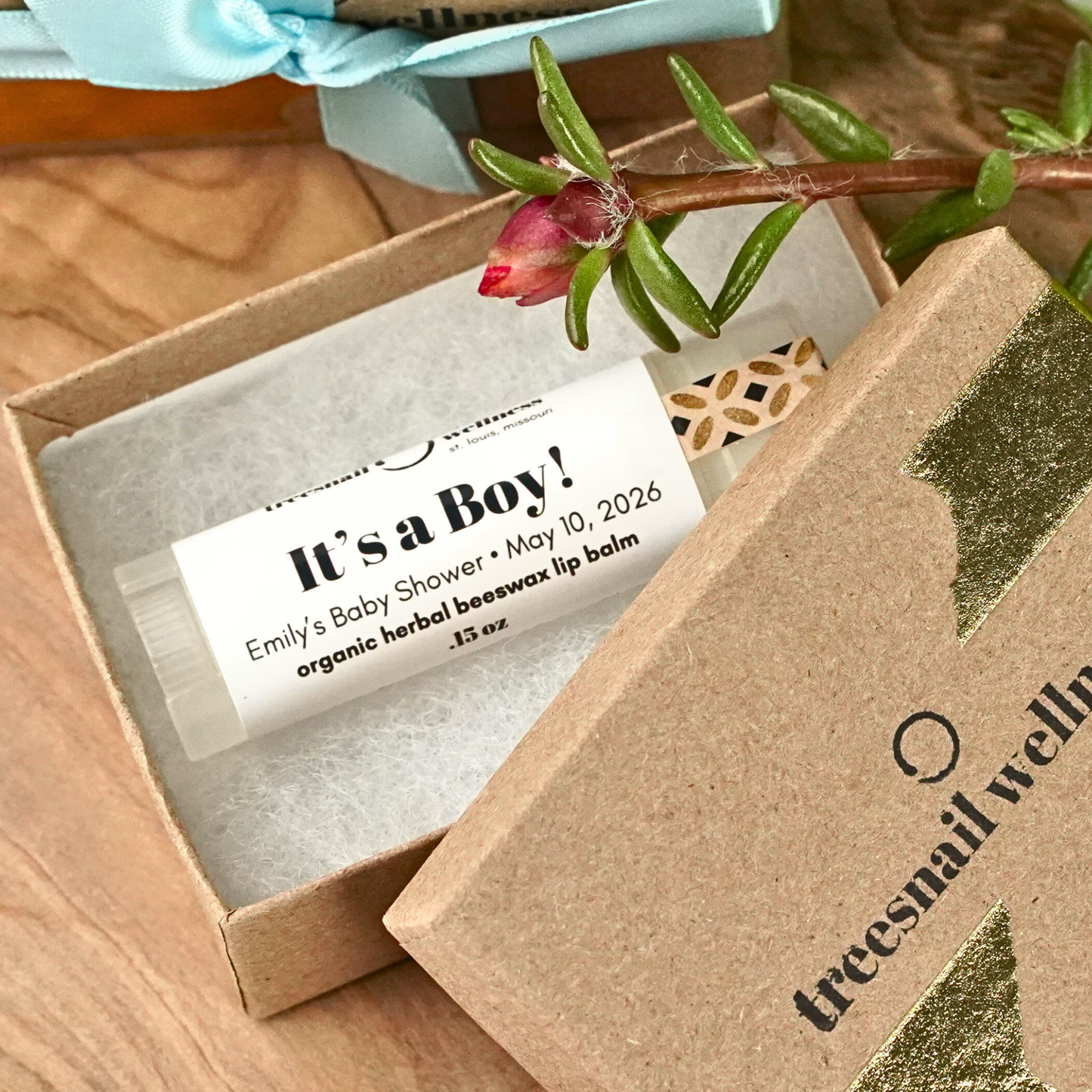 Baby Shower Favors • Custom Organic Lip Balms (25-100 Boxes)