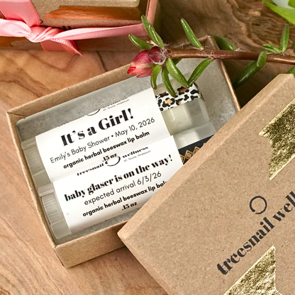 Baby Shower Favors • Custom Organic Lip Balms (25-100 Boxes)