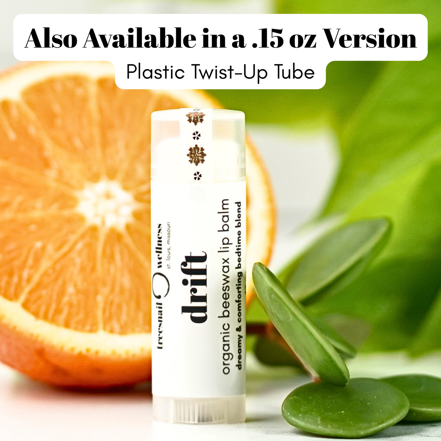 Drift bedtime lip balm .15 oz plastic twist-up—lavender, chamomile, cedarwood, anise, orange