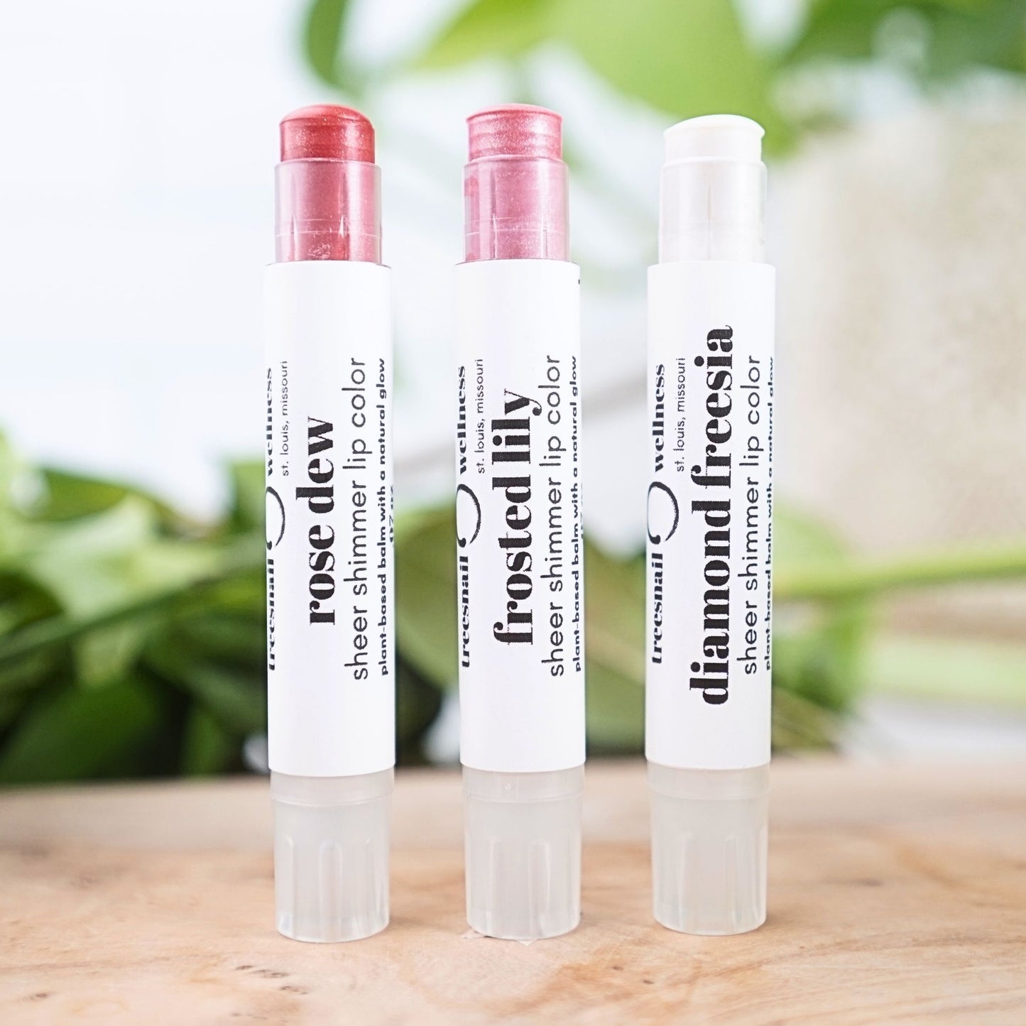 Floral Lip Shimmer Trio • Sheer Botanical Lip Balm Gift Set (3 Shades)