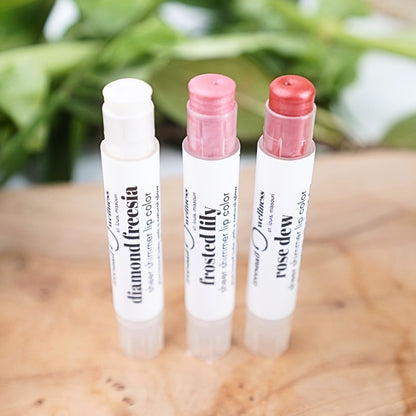 Floral Lip Shimmer Trio • Sheer Botanical Lip Balm Gift Set (3 Shades)