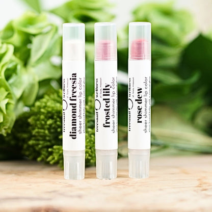 Floral Lip Shimmer Trio • Sheer Botanical Lip Balm Gift Set (3 Shades)