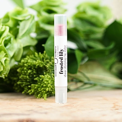 Frosted Lily Lip Shimmer • Sheer Pastel Pink Botanical Lip Balm (.07 oz)