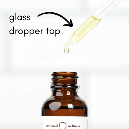 All Treesnail Wellness Serums include a glass dropper top for easy application.