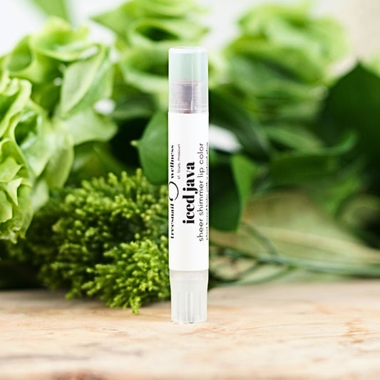 Iced Java Lip Shimmer • Sheer Copper Brown Botanical Lip Balm (.07 oz)