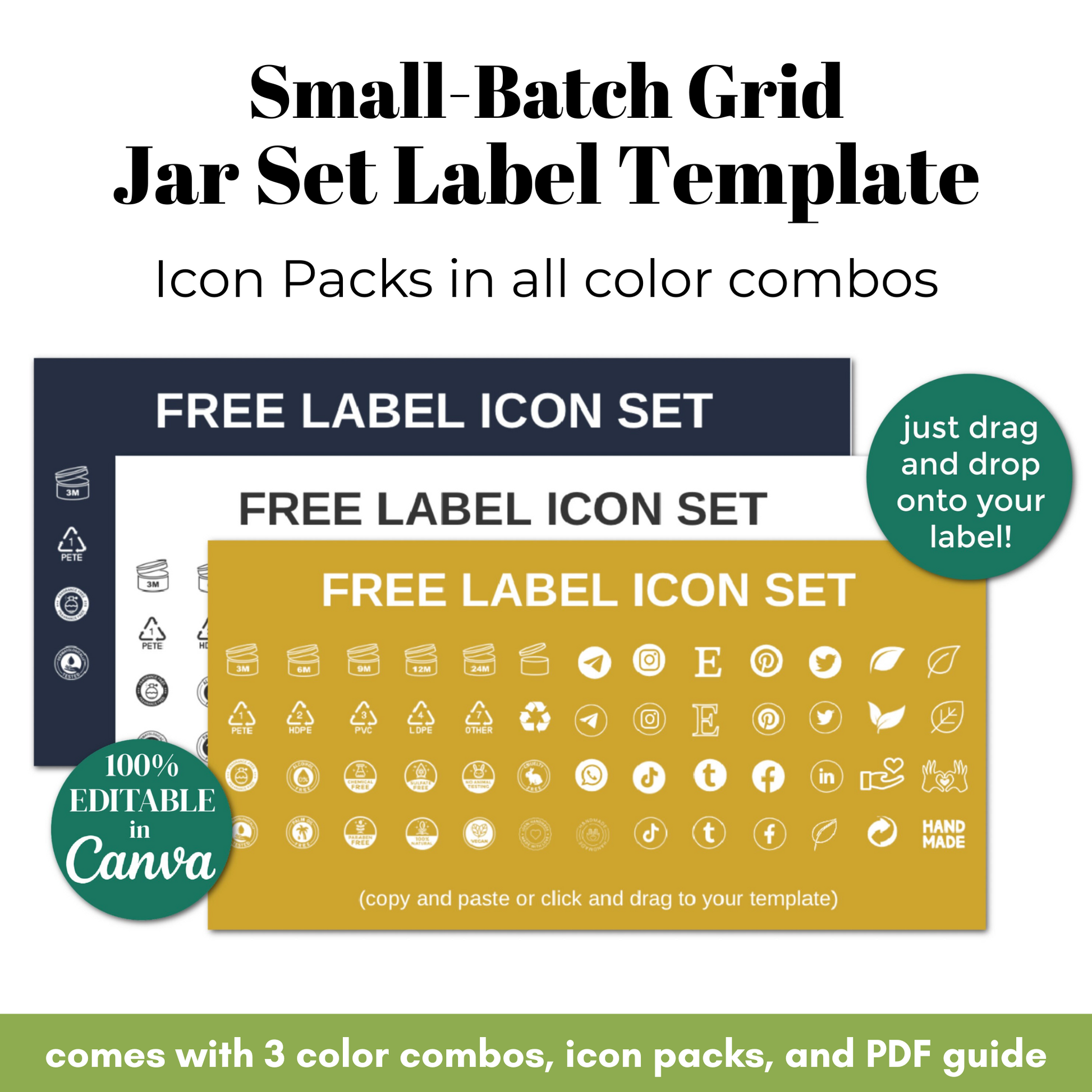 Free label icon set with color combos for jar set label template