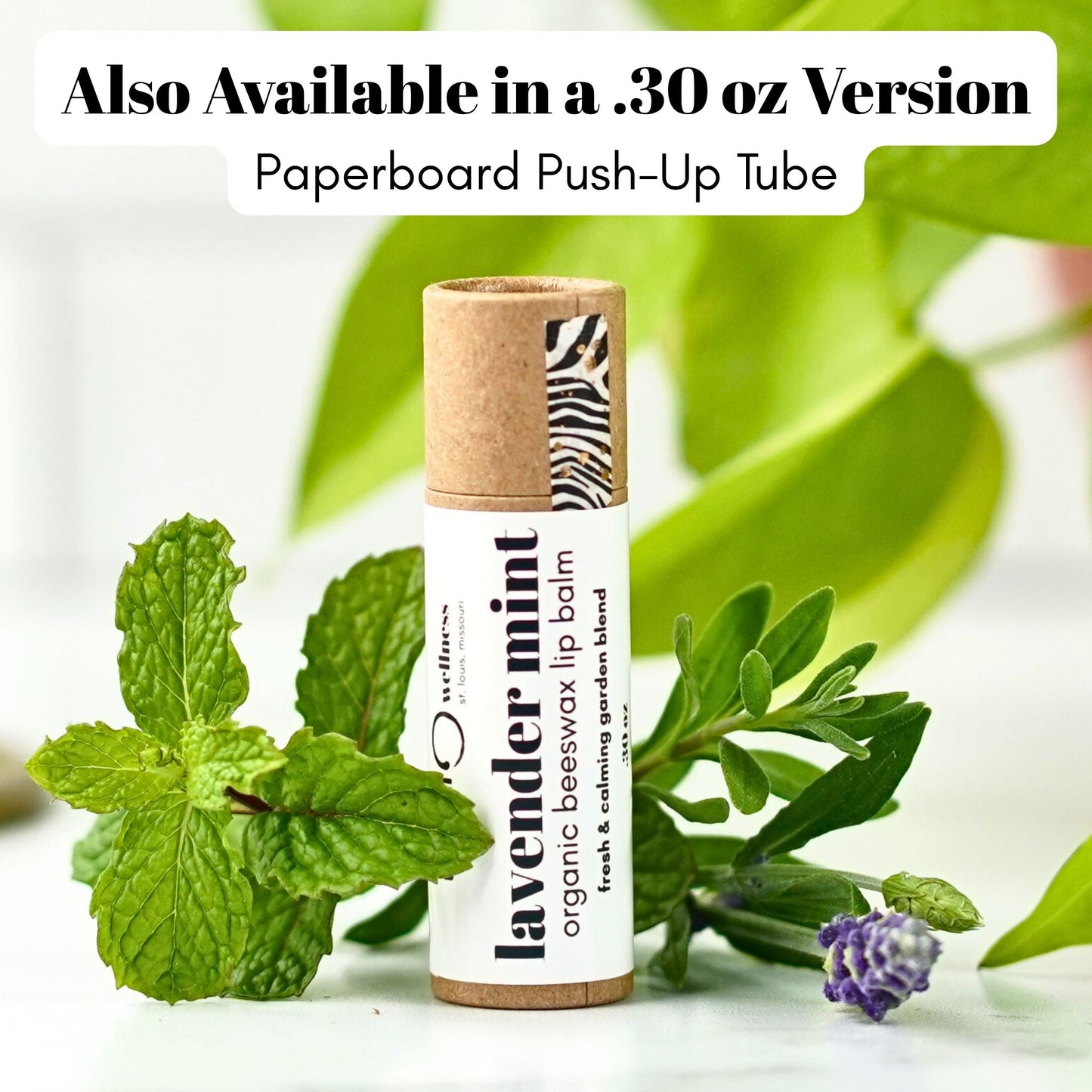 Lavender Mint natural lip balm .15 oz plastic twist-up—peppermint + lavender, small-batch