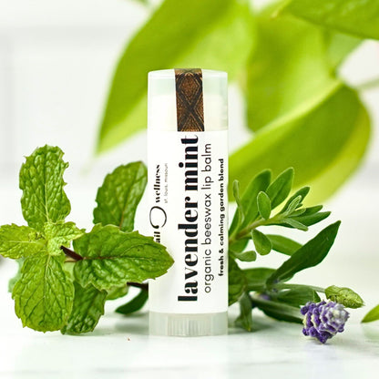 Lavender Mint natural lip balm .15 oz plastic twist-up—peppermint + lavender, small-batch