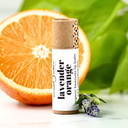 Lavender Orange eco-tube lip balm .30 oz plastic-free push-up—lavender + sweet orange, small-batch