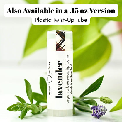 Lavender organic lip balm .15 oz plastic twist-up—light lavender, small-batch, Treesnail Wellness
