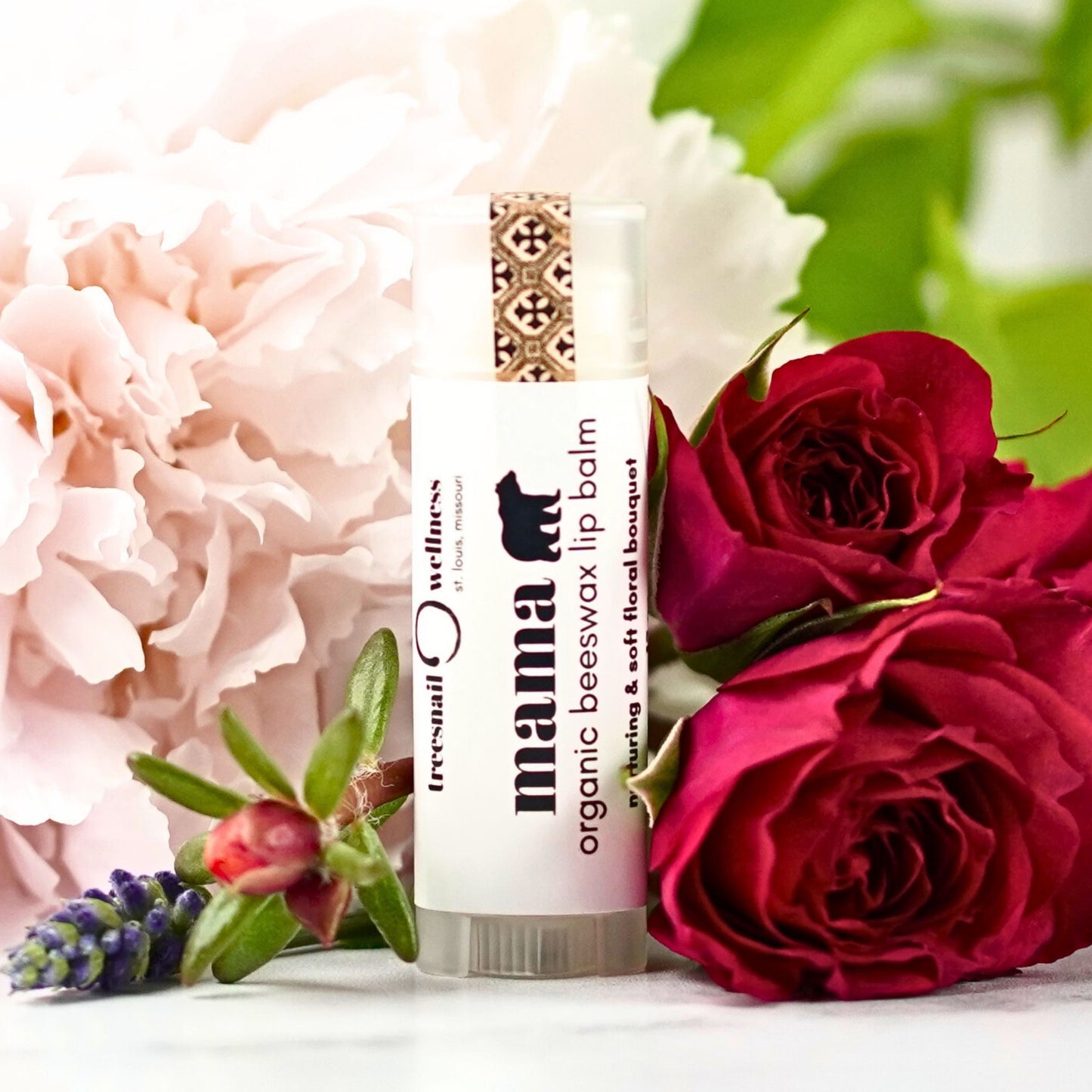 Mama Bear natural lip balm .15 oz twist-up—soothing floral blend, perfect for new moms and baby shower favors