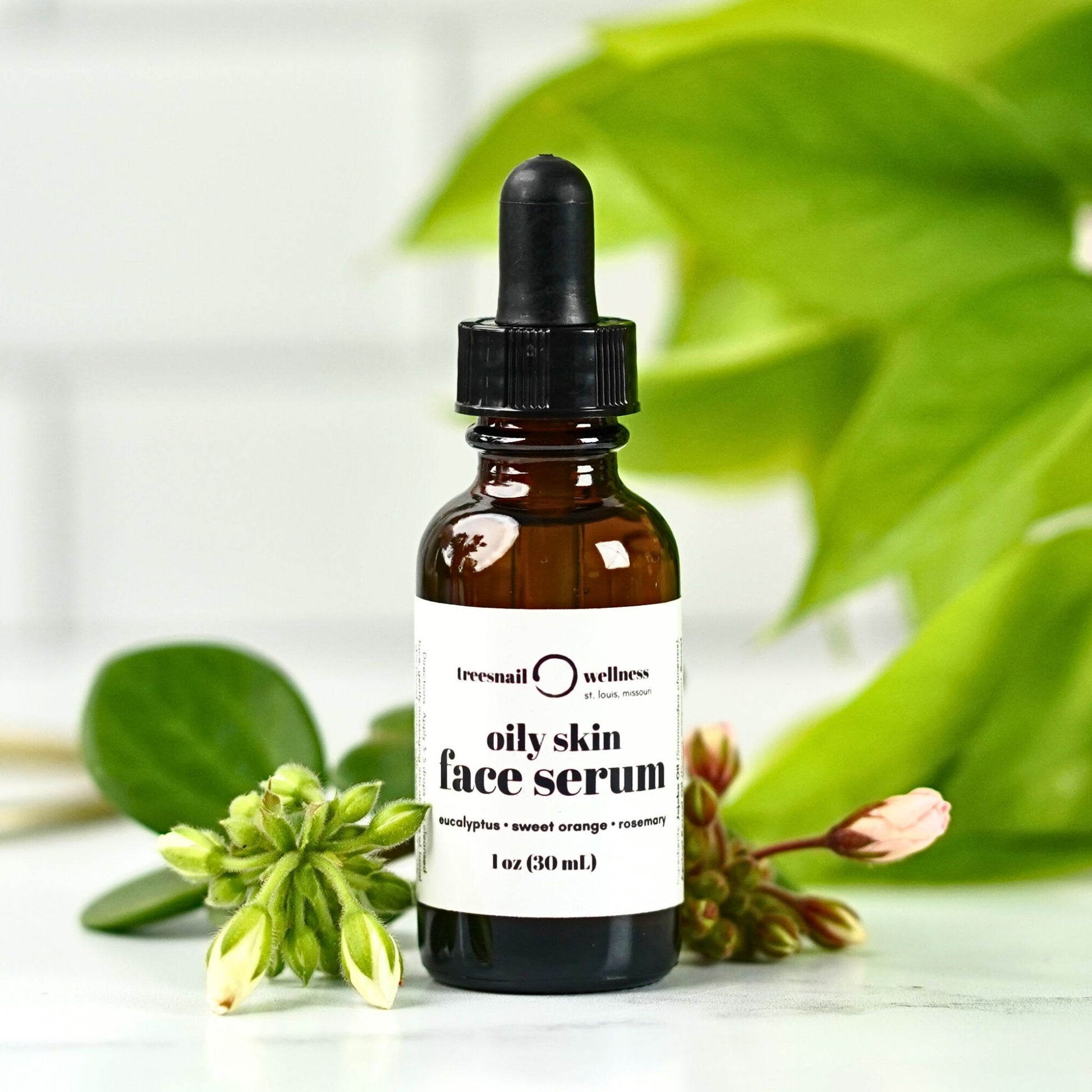 Oily Skin Face Serum by Treesnail Wellness, made with all-natural carrier oils, essential oils, and bakuchiol (a natural retinol alternative).