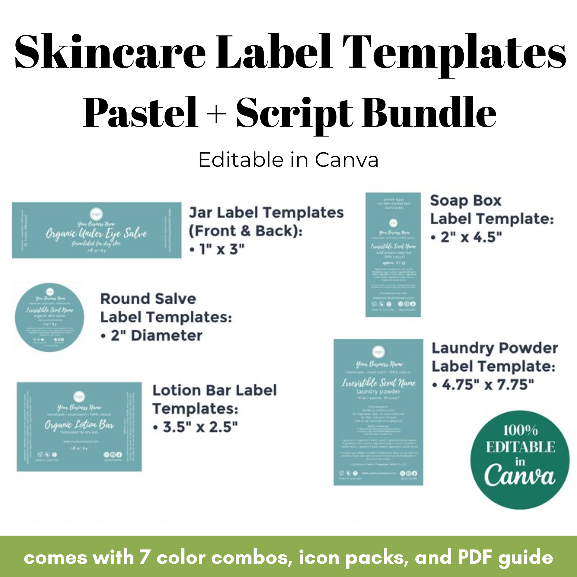 Skincare label templates with various shapes and sizes on a white background.