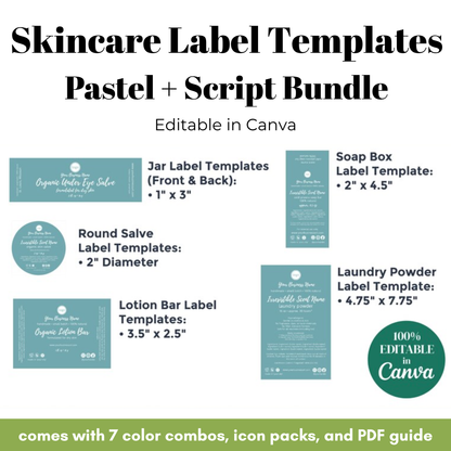 Skincare label templates with various shapes and sizes on a white background.