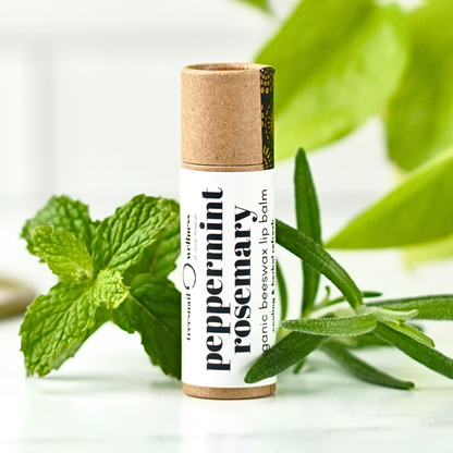 Peppermint Rosemary eco-tube lip balm .30 oz plastic-free push-up—peppermint + rosemary, small-batch