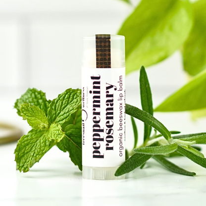 Peppermint Rosemary natural lip balm .15 oz plastic twist-up—cool mint + rosemary, small-batch