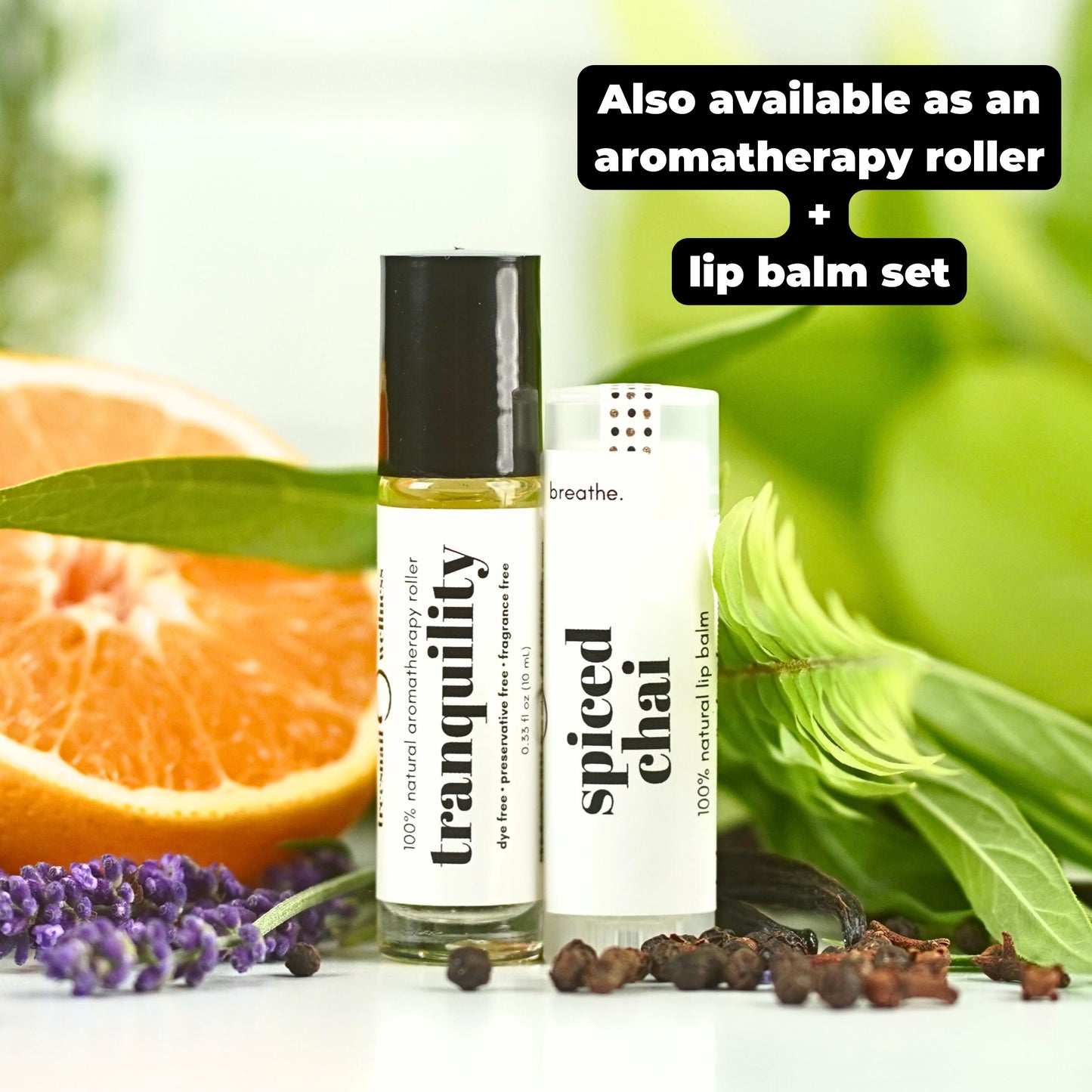 Treesnail Wellness Fragrance-Free Lip Balm is also available in the Mix and Match Aromatherapy Roller and Lip Balm Set.