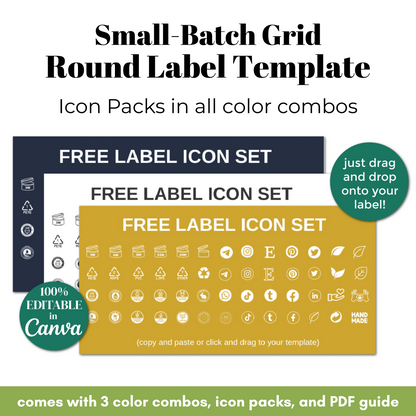 Free label icon set with customizable color combinations on a white background