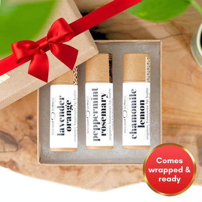 Mix & Match Set of 3 Organic Lip Balms • Plastic-Free .30 oz (Ready to Gift)